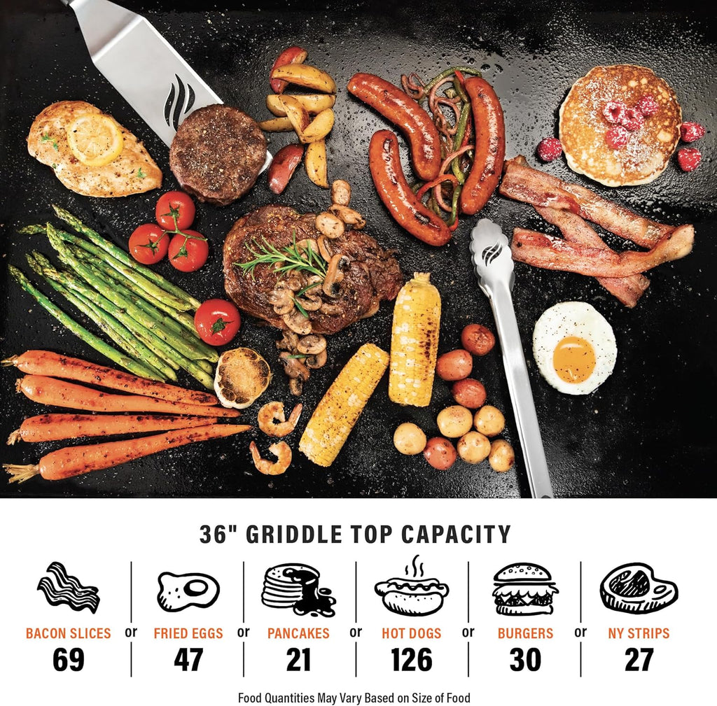 2026 Iron-forged 36" Omnivore Griddle - Premium Powder-coated Steel with Reinforced Hood, Black Finish