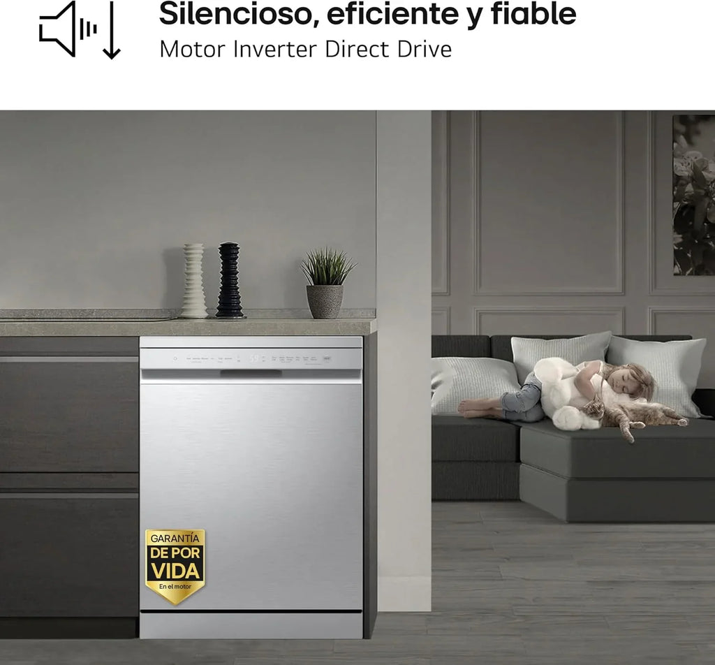2026 DF273FV – Lavavajillas QuadWash Steam, Sistema EasyRack, Bandeja para Cubiertos, Smart Diagnosis, Apertura Automática, Eficiencia A, Capacidad 14, Motor Silencioso, Inox Antihuellas