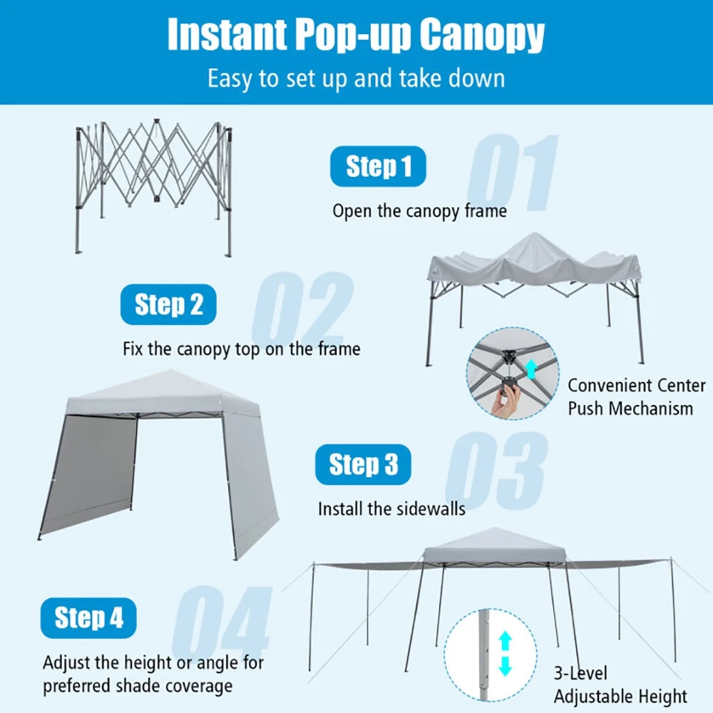 2026 GVN Patio 10x10FT Instant Pop-up Canopy Folding Tent with Sidewalls and Awnings Outdoor-Gray, Full Waterproof Outdoor Party Event Tents for Outside Party Waterproof Tent BBQ Shelter
