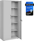 Archivador SONGMICS 2026, armario multiusos, armario de almacenamiento de acero, 5 niveles, puertas dobles, cerradura, armario para herramientas, estantes ajustables, garaje, oficina, sala de estar, gris OMC015G01