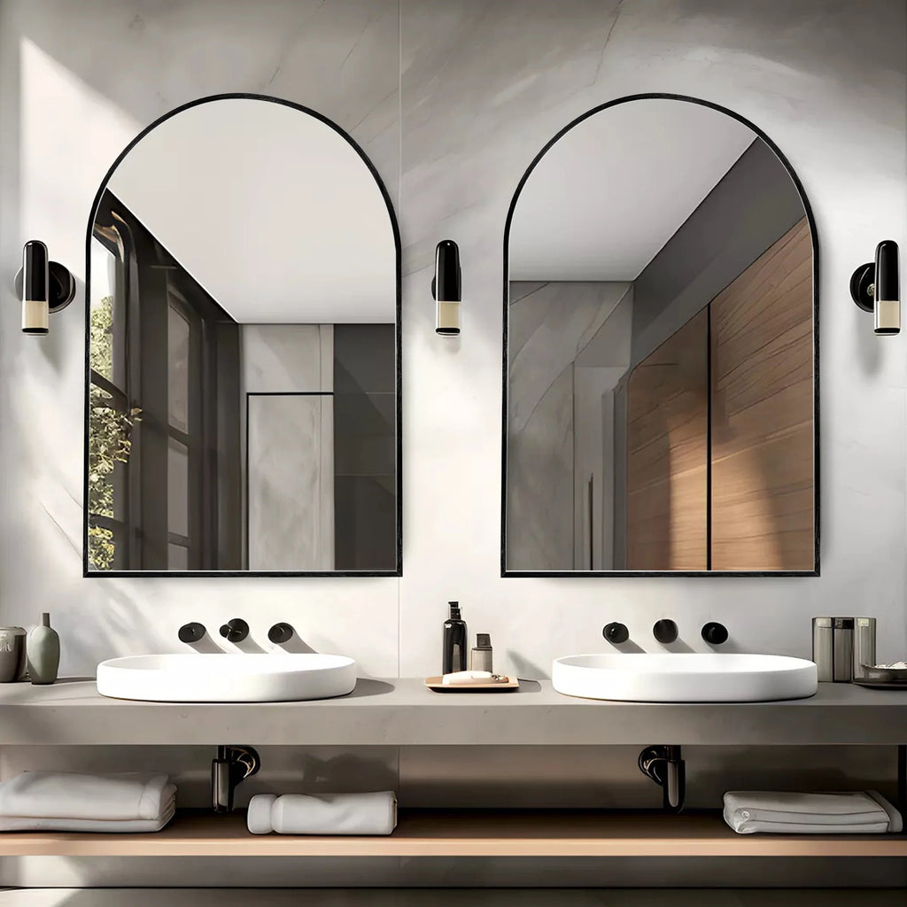 2026 Modern Arch Aluminum Bathroom Wall Mirror, Wall Mounted Vanity Mirror for Bathroom, Bedroom and Home Decor