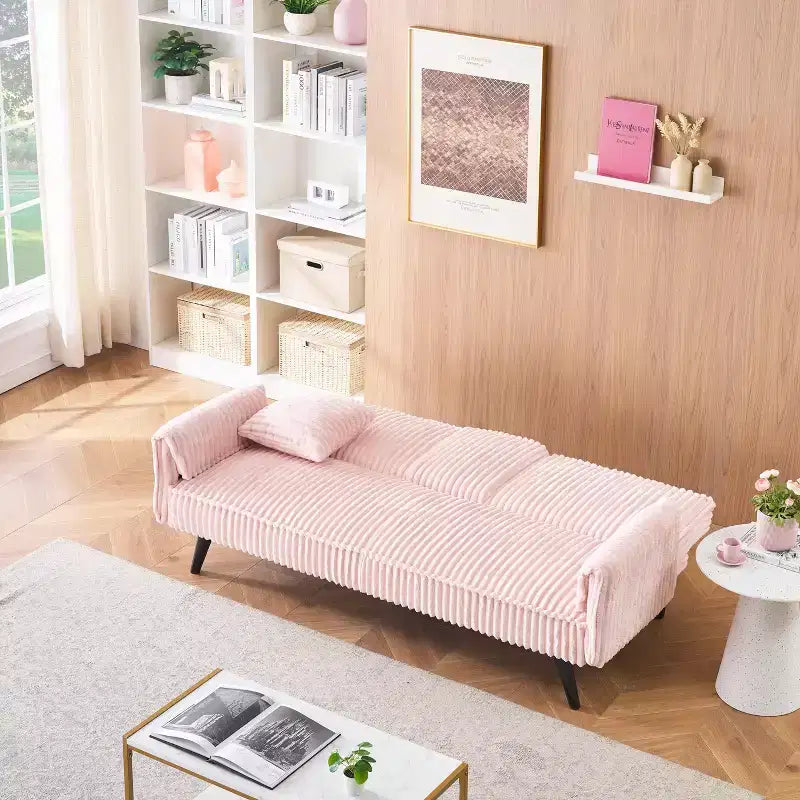 2026 Sofá cama de dos plazas convertible – Pana, respaldo ajustable y portavasos, 182,9 cm