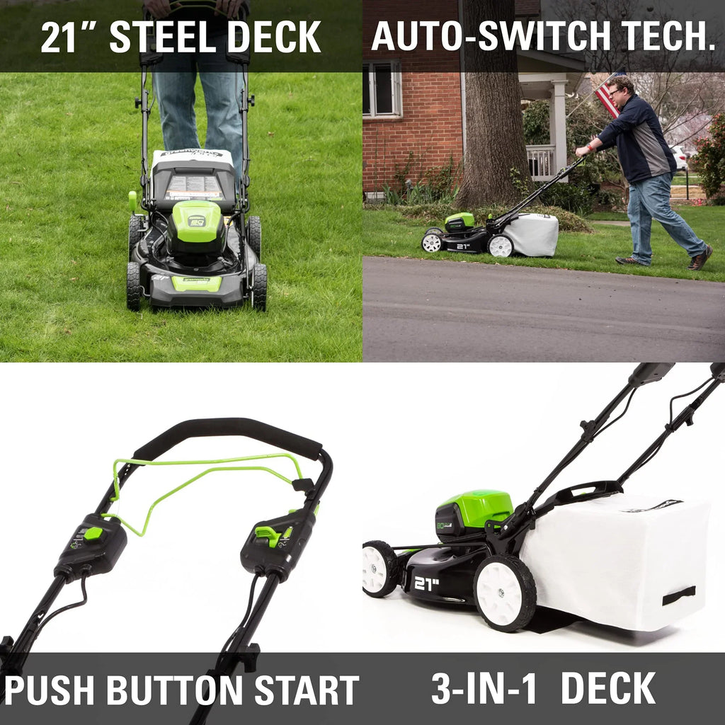 2026 80V Cordless 21′′ Self-Propelled Brushless Lawn Mower | Greenworks