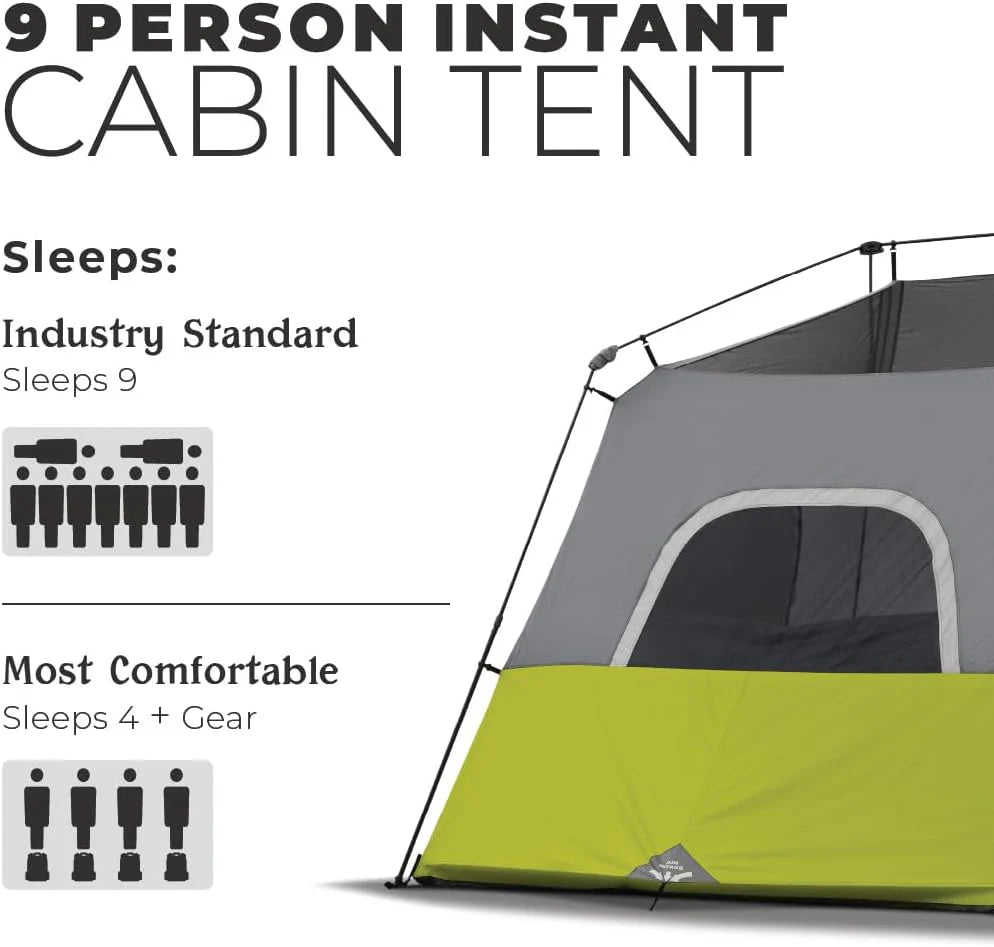 2026 9 Person Instant Cabin Tent - 14' X 9', Green