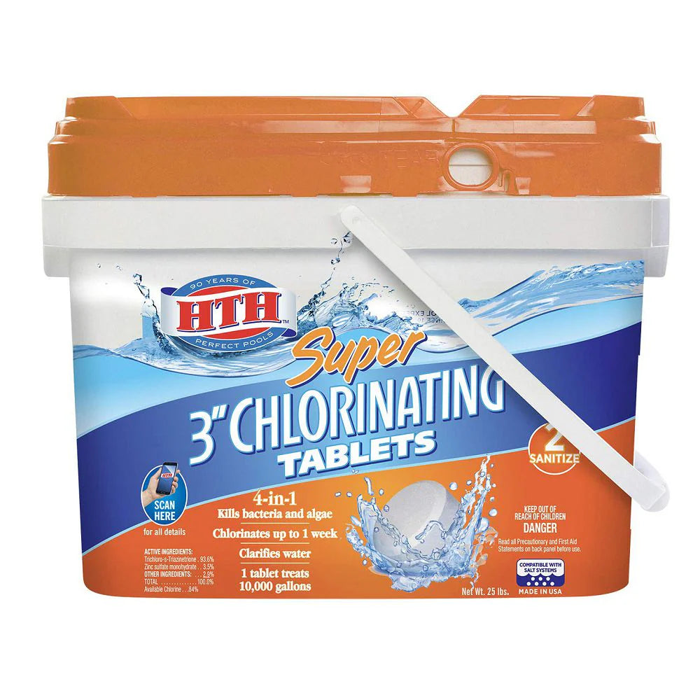 2026 HTH 42034 Super 3′′ Chlorinating Tablets for Swimming Pools, 25 lbs