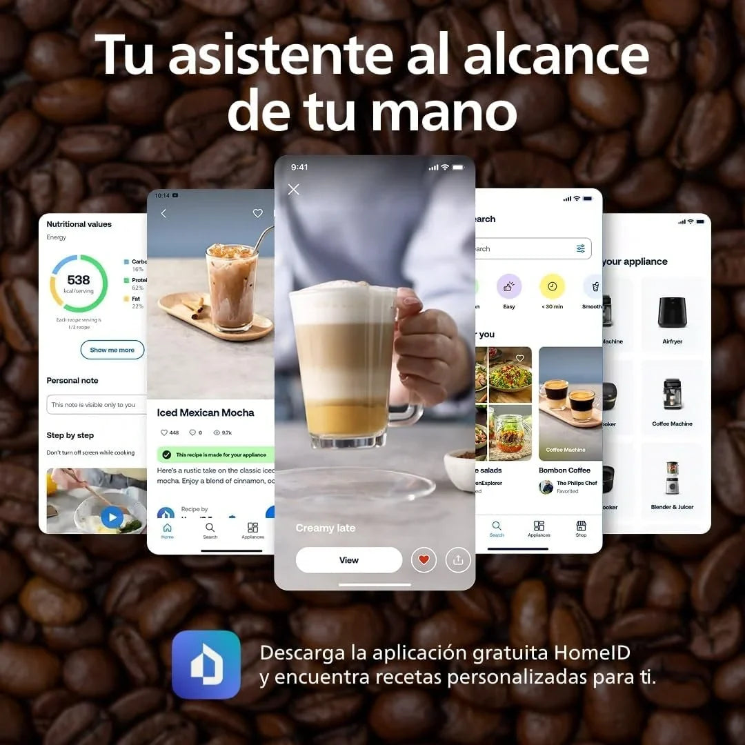2026 Serie 2200 Cafetera Espresso Automática – 2 Cafés, Pantalla Táctil, Espumador de Leche Clásico, Molinillo Cerámico, Negro Mate (EP2220/10)