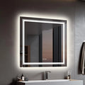 2026 LUVODI Espejo Bano Led Cuadrado: 80x80 Espejos Baño Pared Antivaho Retroiluminado 80x80cm con Doble Fuente de Luz Led Interruptor Tactil Inteligente sin Marco para Maquillaje Cuardo de Baño Lavavo