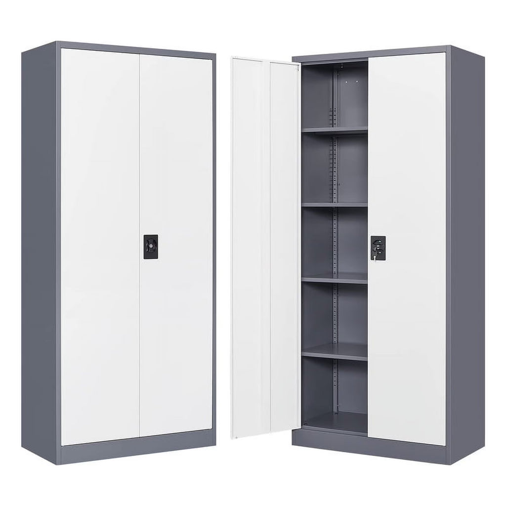 2026 STANI Metal Storage Cabinet with Locking Doors, Garage Lockable Steel Cabinets with 4 Doors and 5 Shelves for Home, Garage, Pantry Workshop Warehouse