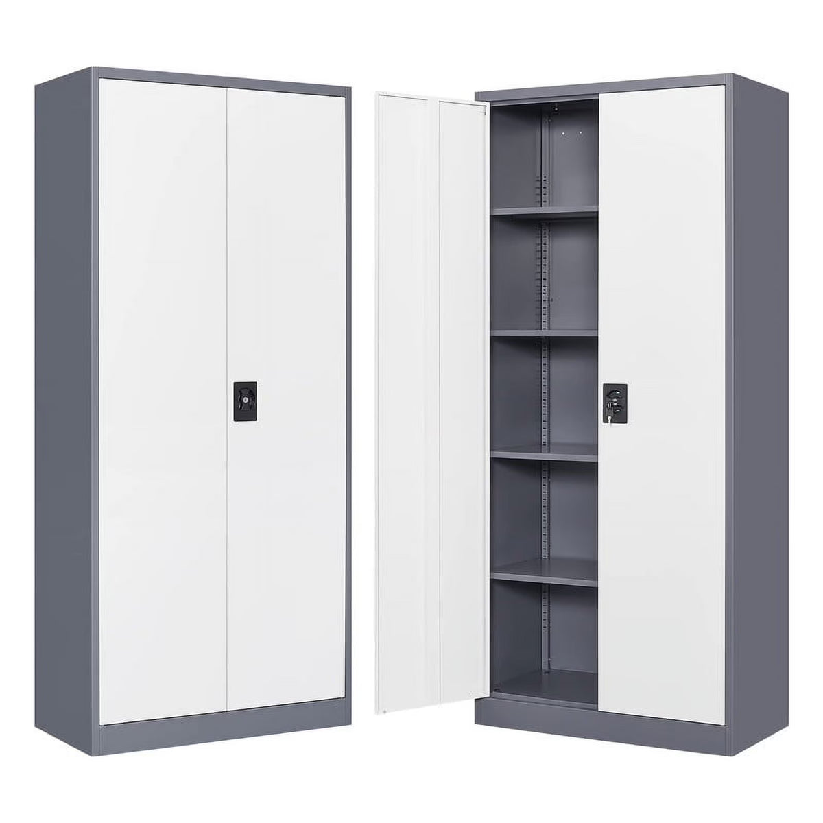 2026 STANI Metal Storage Cabinet with Locking Doors, Garage Lockable Steel Cabinets with 4 Doors and 5 Shelves for Home, Garage, Pantry Workshop Warehouse