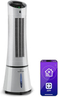 Klarstein 4 en 1 (2026): Enfriador de aire inteligente, ventilador, humidificador e ionizador | Depósito de agua de 6 L, oscilación, 30 W, 210 m³/h, temporizador | Aire acondicionado sin tubo de escape, portátil, color plata