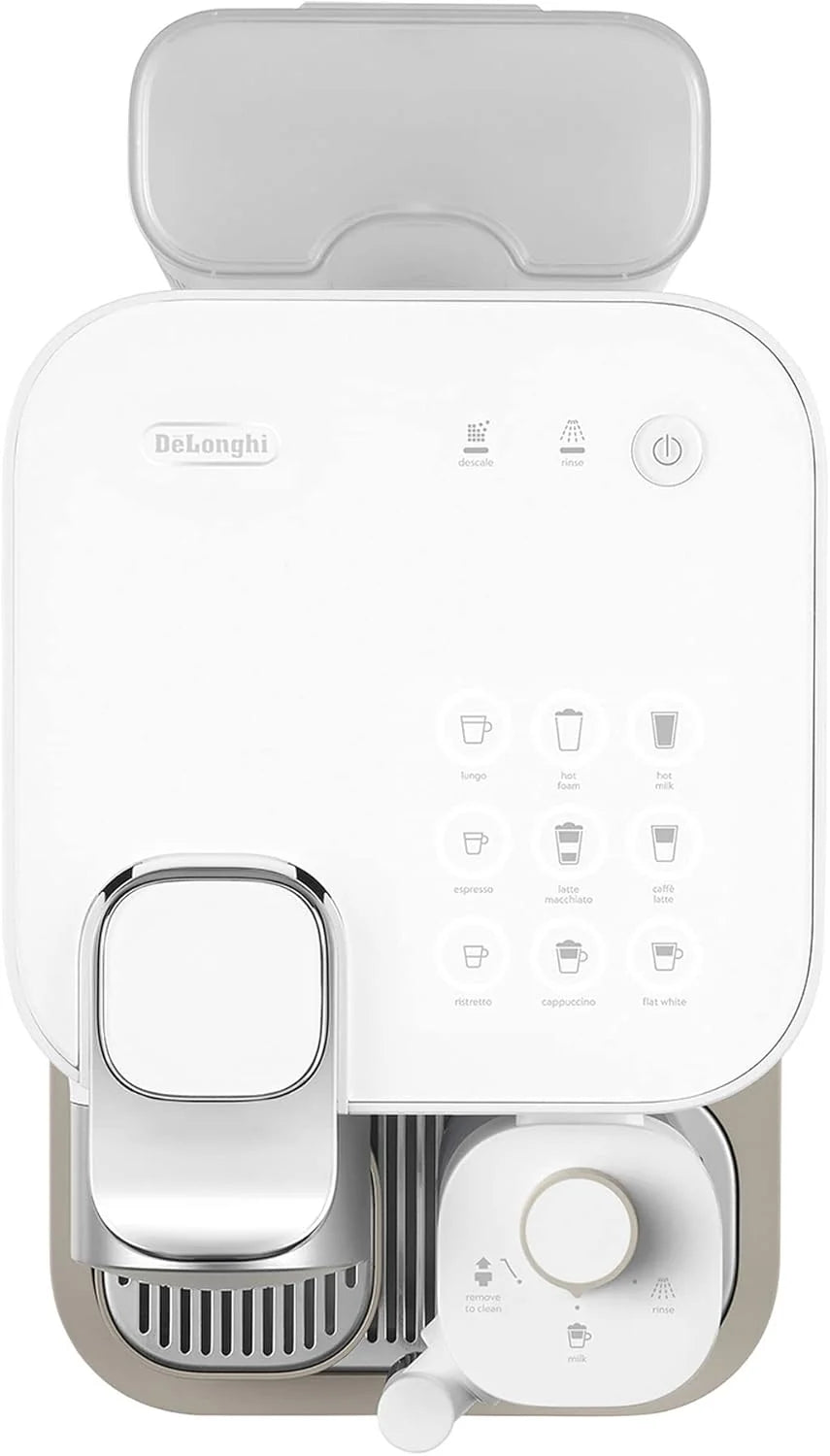 Cafetera de cápsulas Nespresso De'Longhi EN640.W Gran Lattissima de 2026 con sistema automático de leche, presión de 19 bares, 1400 W, color blanco.