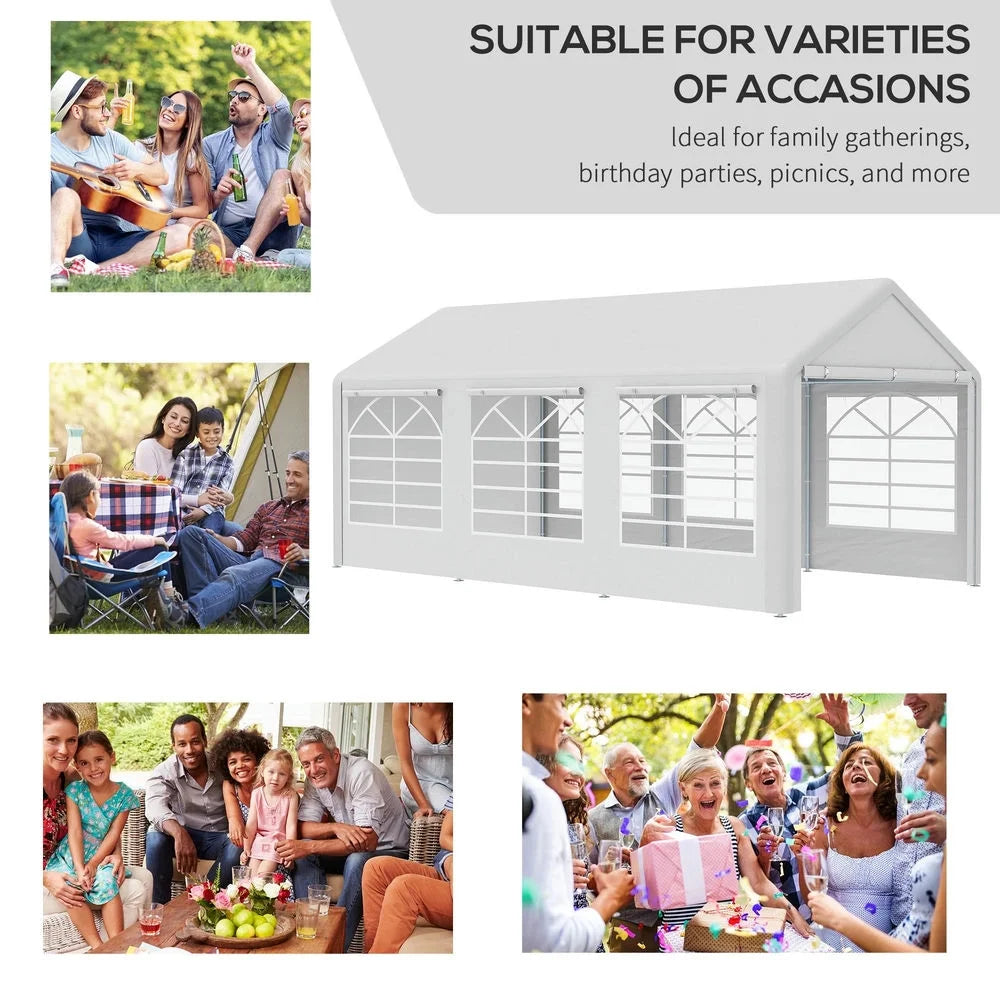2026 Topcobe 10' x 20' Heavy Duty Party Tent & Carport with Removable Sidewalls and Double Doors, Large Canopy Tent, Sun Shade Shelter, Outdoor Patio Canopy for Garden Backyard Parties, BBQ, White