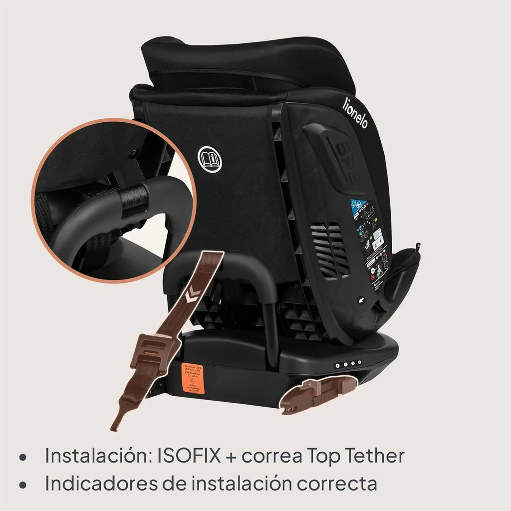 2026 LIONELO Bastiaan RWF i – Size Silla de Coche para Bebé Giratoria 360° 0 – 36kg, Instalaciión Delantera y Trasera (18kg), ISOFIX TopTether, Reposacabezas y Respaldo Ajustables Protección Lateral