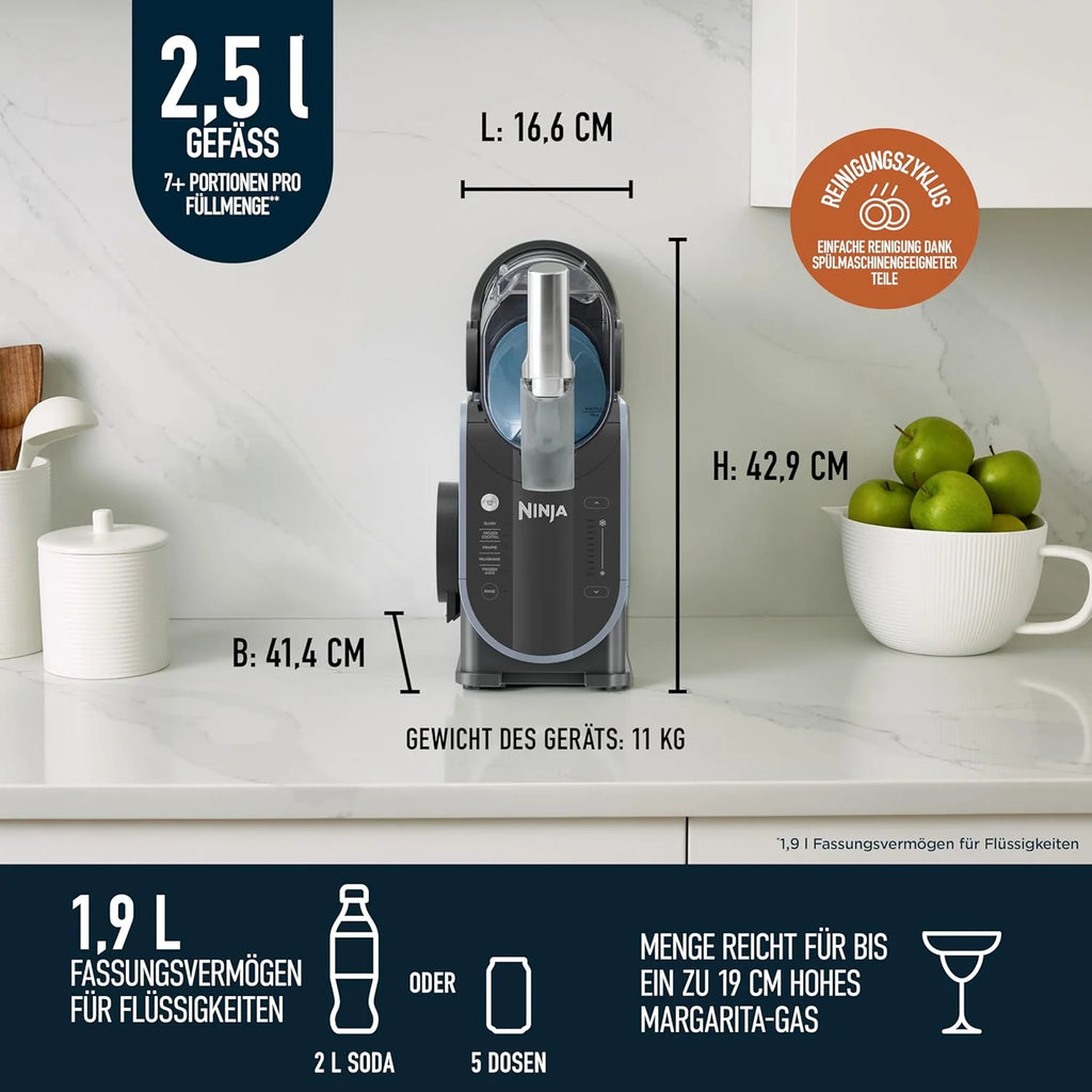 Máquina Ninja SLUSHi 2026 para granizados, cócteles helados, frappés, batidos y zumos congelados, no requiere hielo ni preparación, tecnología WhisperChill, capacidad de 1,9 L, color verde, FS301EUTG