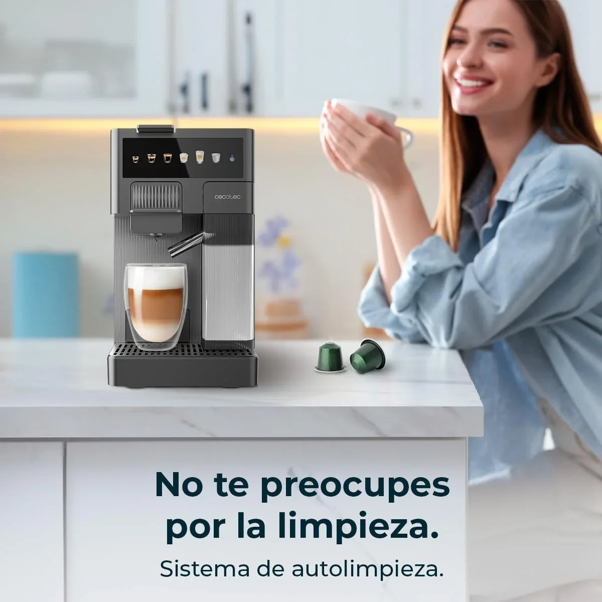 2026 Cecotec Cafetera Cápsulas Express Compacta con Tanque de Leche FreeStyle Latte. 1350W, 20 Bares, Compatible con Café Molido, Dolce Gusto, Nespresso y K – fee, Depósito 1,6L de Agua y 400ml de Leche