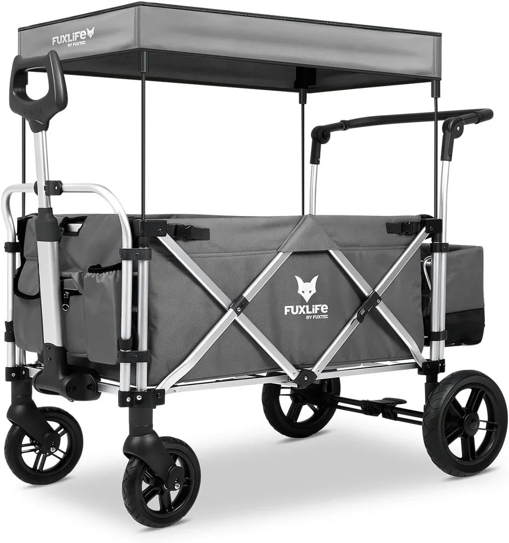 Carrito plegable original FUXTEC FX-CTL900 Premium Gris para niños, ideal para el jardín, la playa o la ciudad, se puede empujar o tirar, soporta hasta 75 kg. 2026
