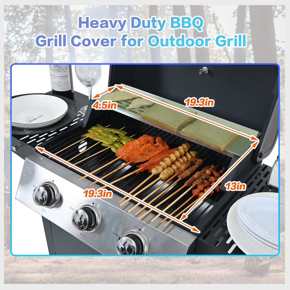 2026 Qiushi 3-Burner Propane Gas Grill, 26,000 BTU Stainless Steel BBQ Grill with 2 Shelves & Thermometer, Outdoor Patio Grill with Electronic Ignition, Wheels & Bottle Opener -M?Durable & Even Heating