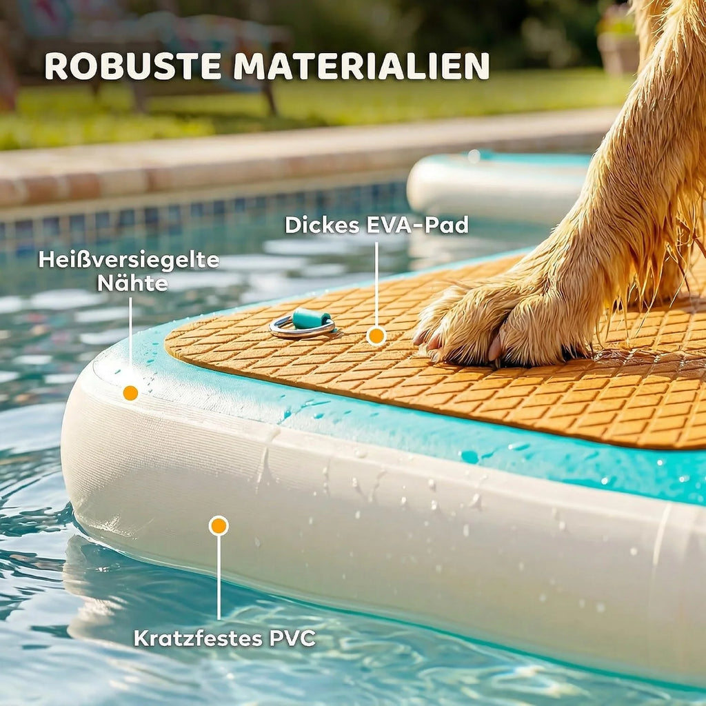 Rampa inflable para perros PawHut 2026, rampa para perros para piscinas, 151 x 102 cm, bote portátil para perros con superficie antideslizante de EVA, escalera flotante para perros grandes de hasta 100 kg, escalera de natación para piscinas, botes y