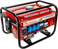 Generador de gasolina 2026 | Generador eléctrico con accesorios | Generador de emergencia silencioso | 5 tomas de corriente: 3 x 230 V / 1 x 400 V / 1 x 12 V | 6,5 CV (Generador con arranque por cuerda)