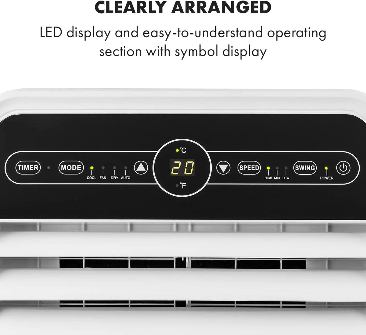 Aire acondicionado móvil Klarstein 2026 con manguera de escape, aire acondicionado 4 en 1 con ventilador, deshumidificador y modo nocturno, aire acondicionado pequeño y portátil para el hogar y la oficina, control por aplicación, 12000 BTU.