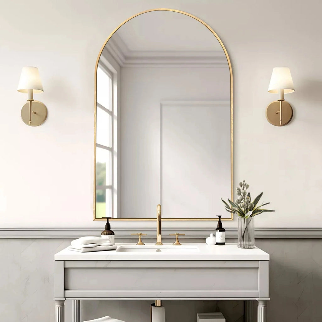 2026 Modern Arch Aluminum Bathroom Wall Mirror, Wall Mounted Vanity Mirror for Bathroom, Bedroom and Home Decor
