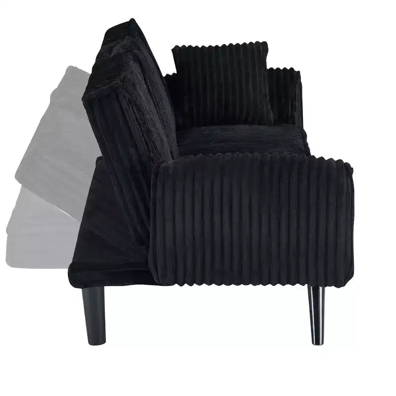 2026 Sofá cama de dos plazas convertible – Pana, respaldo ajustable y portavasos, 182,9 cm