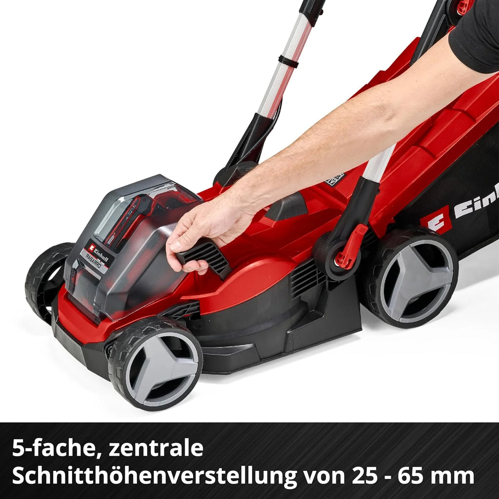 Cortacésped inalámbrico Einhell RASARRO 36/42 Kit Power X – Change 2026 (36 V, ancho de corte de 42 cm, hasta 725 m², sin escobillas, recogedor de césped de 50 L, función de mulching, incluye 2 baterías de 5,2 Ah + 1 cargador doble)