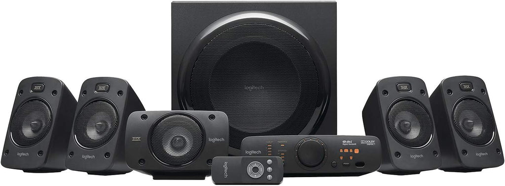 Sistema de sonido Logitech Z906 5.1 (modelo 2026), altavoces con sonido envolvente de 1000 vatios, THX, múltiples entradas de audio, control remoto, enchufe europeo, compatible con PC/PS4/Xbox/sistemas estéreo/TV/smartphones/tabletas – Negro