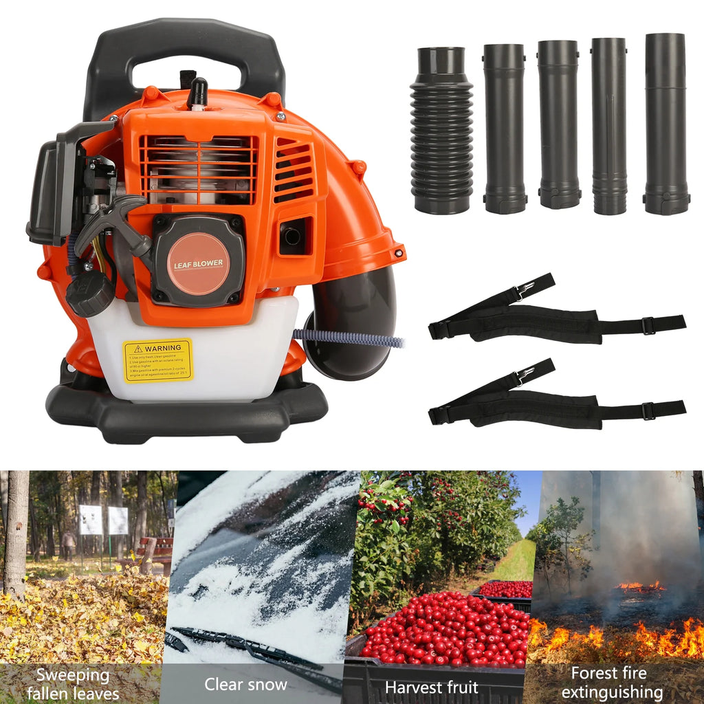 2026 Birinta 1 Set Leaf Blower Backpack Style 52CC Two-stroke 1.25 KW Adjustable Tube Gas Powered Dust Blower Supplies for Garden Patio Cleaning, Lawn Care, Blowing Leaves and Dust