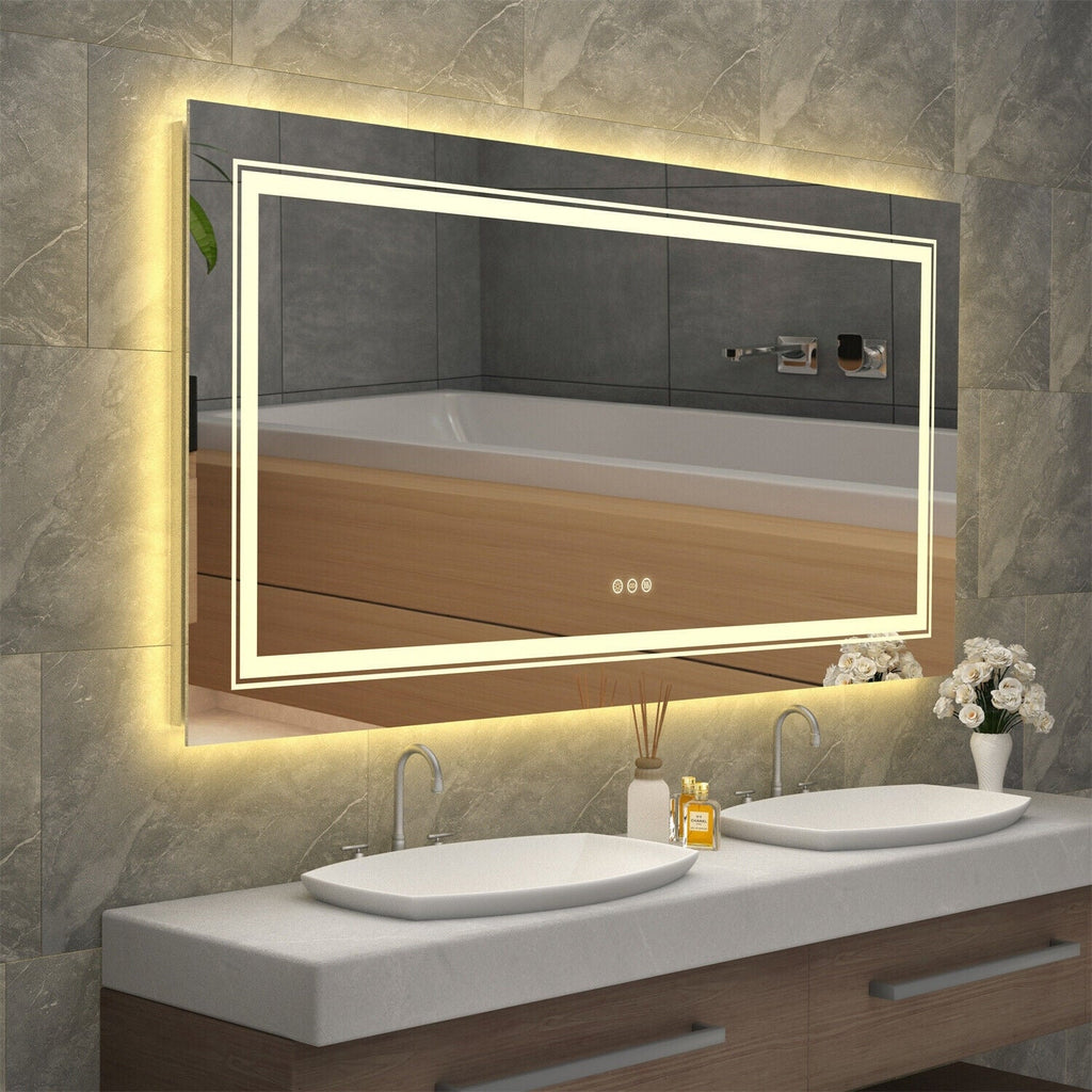 2026 Extra Large LED Lighted Bathroom Mirror, Anti-Fog Wall Mounted Vanity Mirror with 3 Colors