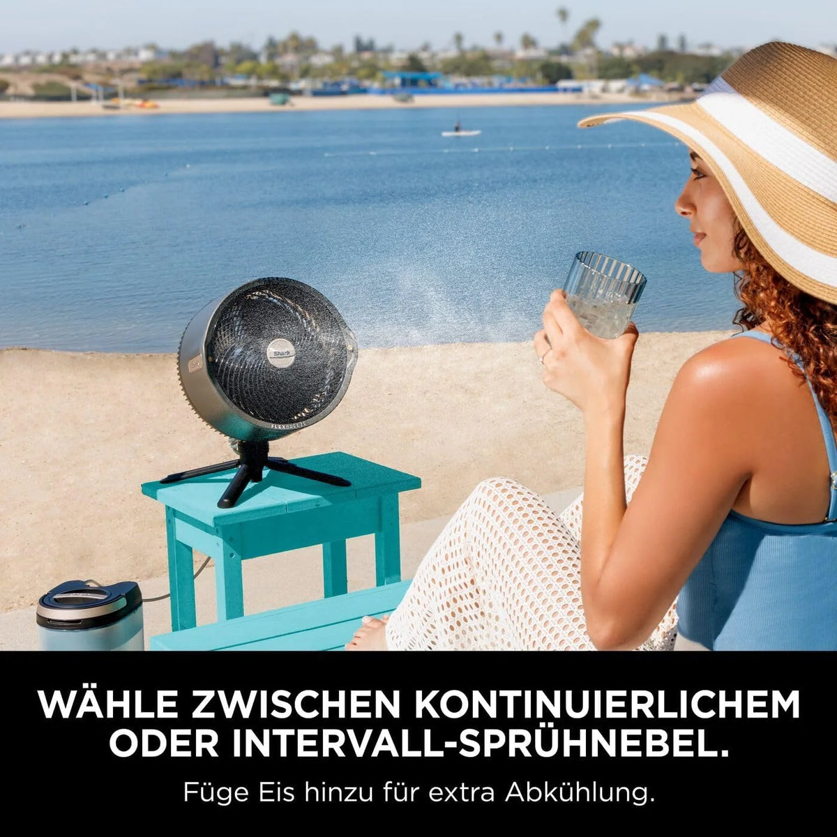 Ventilador Shark FlexBreeze 2026, ventilador híbrido silencioso (con cable e inalámbrico), portátil, para uso en interiores y exteriores, resistente a los rayos UV y al agua, ultra potente, ultra silencioso, blanco FA220EU