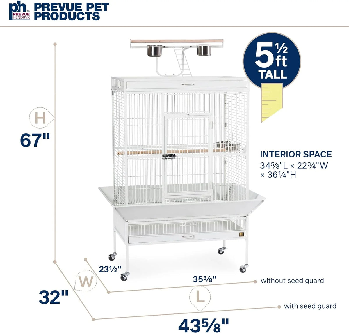 2026 Pet Products Wrought Iron Select Bird Cage 3154C, Chalk White, 36-Inch by 24-Inch by 66-Inch