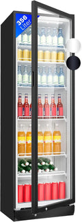 Refrigerador Bomann® 2026 con puerta de vidrio | Enfriador de bebidas con cerradura | 6 estantes ajustables en altura | Capacidad de 30 kg por estante | 347 litros | Refrigerador grande | Enfriador de botellas con luz LED | KSG 7351 Negro