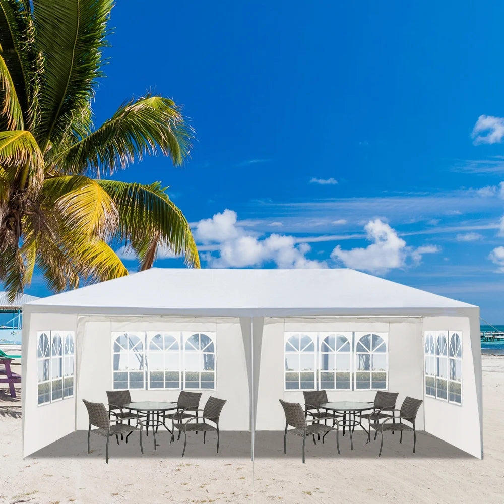 2026 10'X20' Outdoor Party Tent with 4 Removable Sidewalls, Waterproof Canopy Patio Wedding Gazebo, White