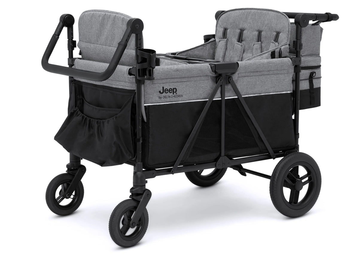 Carrito-Paseador Jeep Wrangler Deluxe para 4 Niños – Capota Desmontable, Bolsa Térmica, Asientos Modulares, Almacenamiento XXL, Ruedas Antipinchazos, Manillares Ajustables 2026