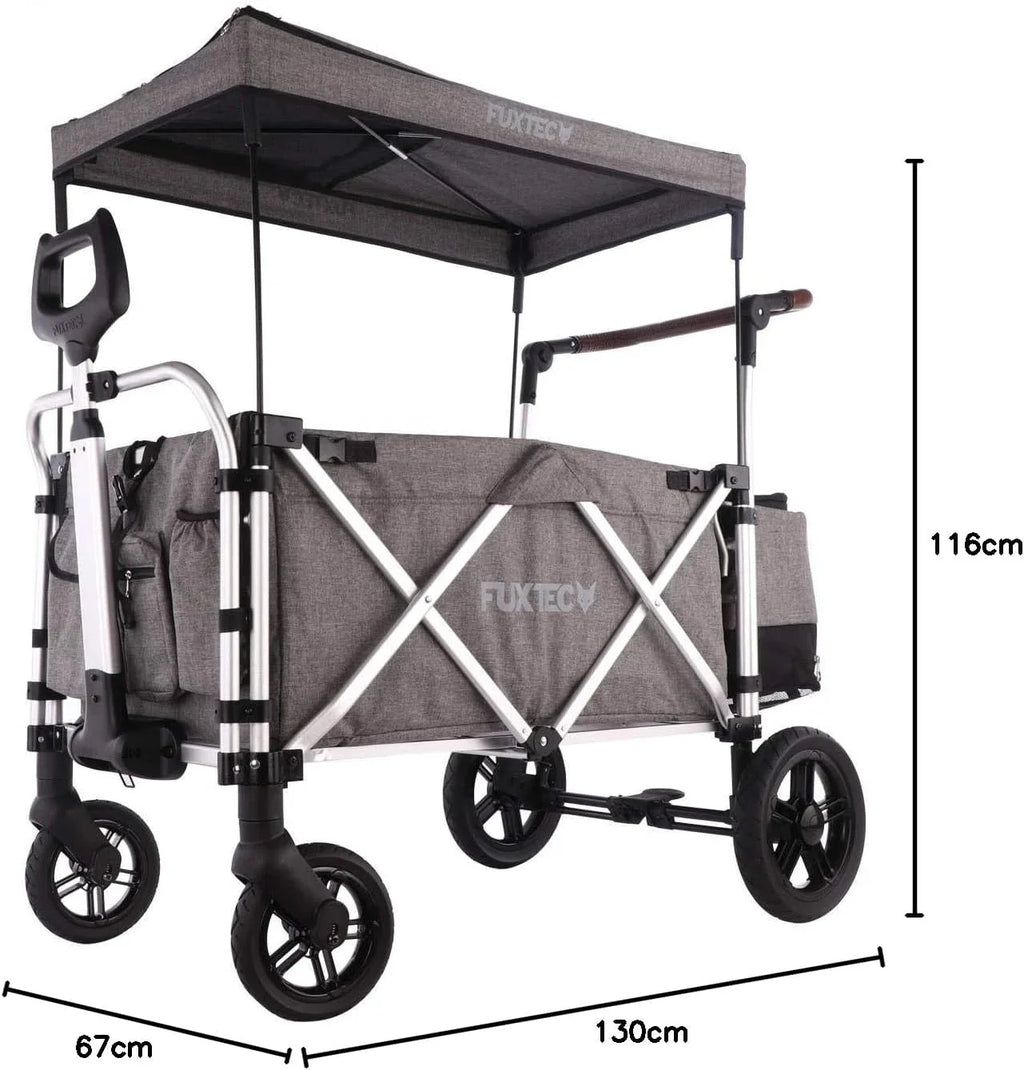 Carrito plegable original FUXTEC FX-CTL900 Premium Gris para niños, ideal para el jardín, la playa o la ciudad, se puede empujar o tirar, soporta hasta 75 kg. 2026