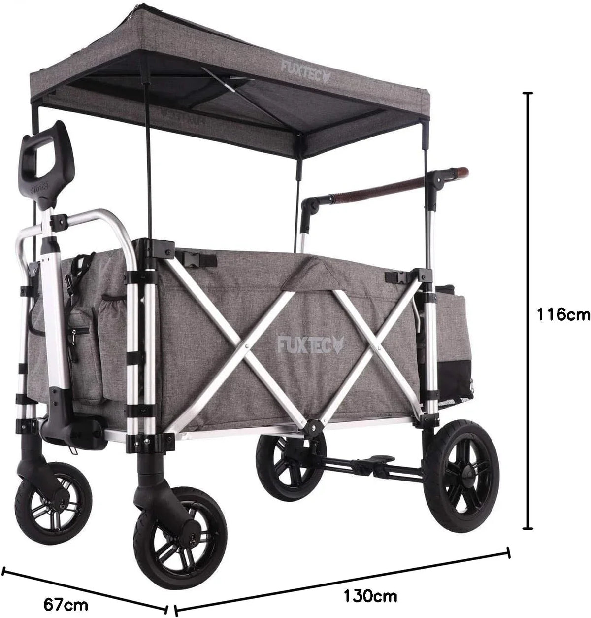 Carrito plegable original FUXTEC FX-CTL900 Premium Gris para niños, ideal para el jardín, la playa o la ciudad, se puede empujar o tirar, soporta hasta 75 kg. 2026