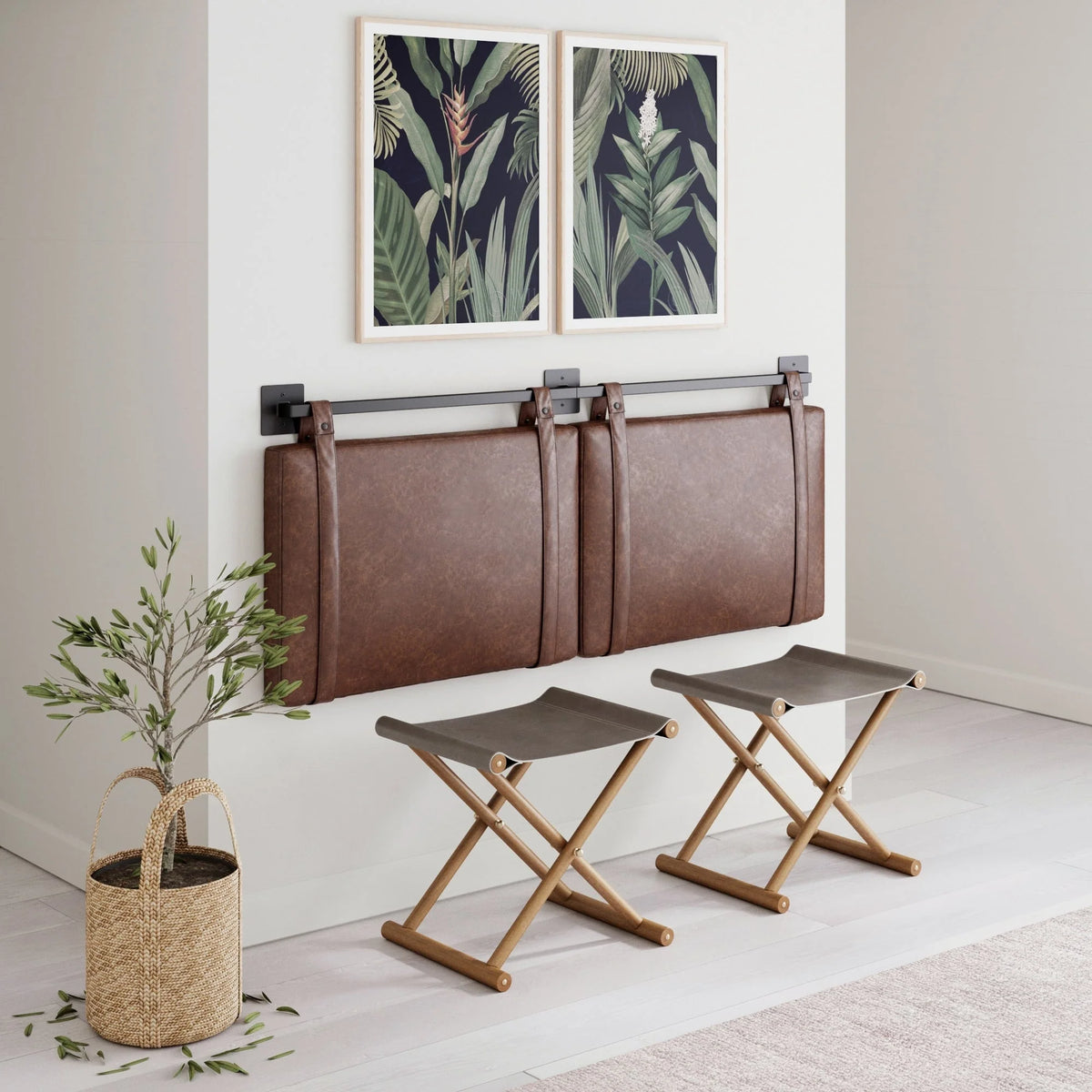 2026 Wall Mount Upholstered Headboard with Metal Rail - Modern Bedroom Headboard