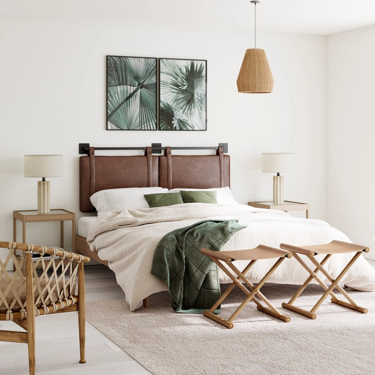 2026 Wall Mount Upholstered Headboard with Metal Rail - Modern Bedroom Headboard