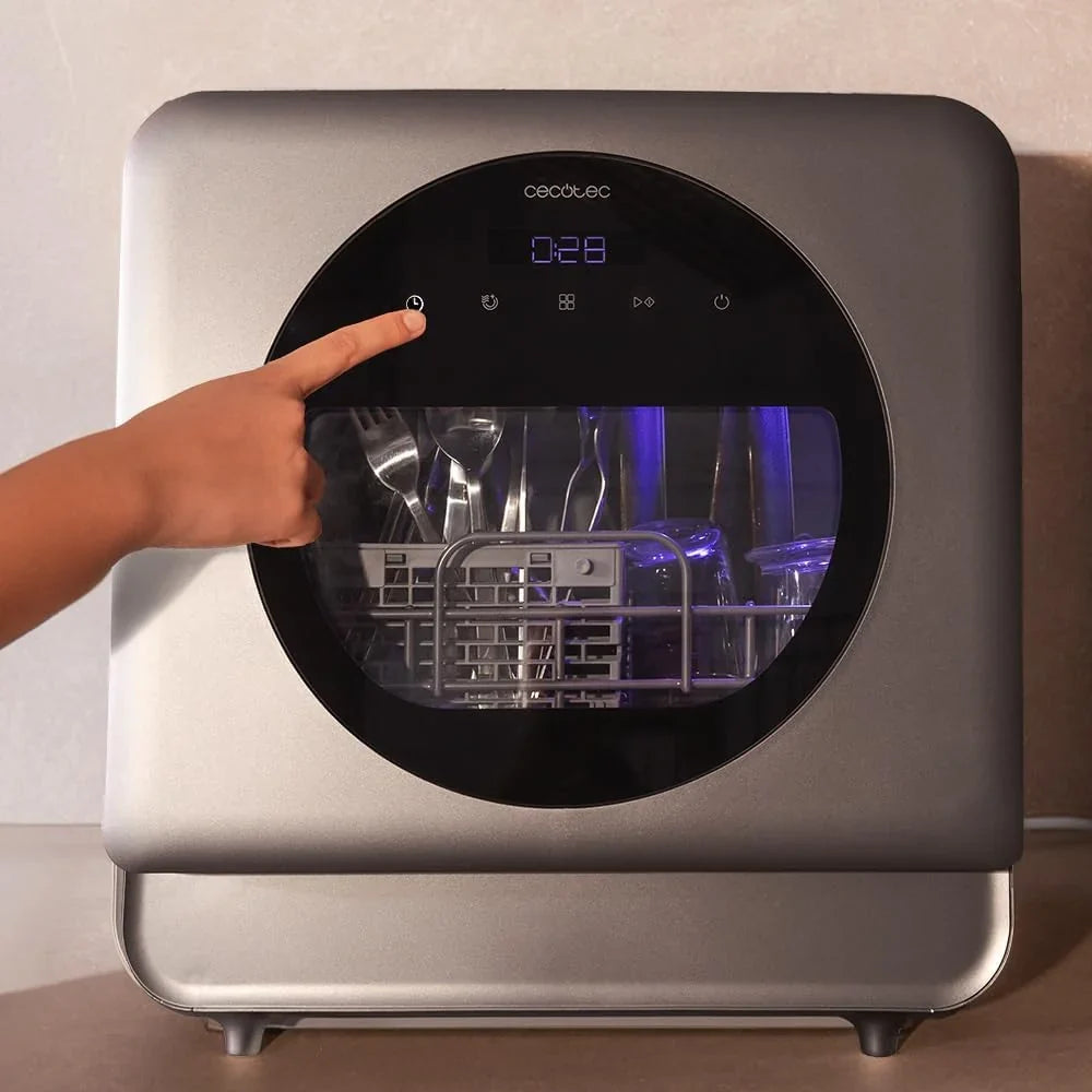 2026 Cecotec Lavavajillas Compacto Libre Instalación Sobremesa Bolero Aguazero 1150 Dark. 3 Cubiertos, Bajo Consumo, 6 Programas, Touch Control Panel, Funciones como Long Storage y Delay Start, Dark Inox