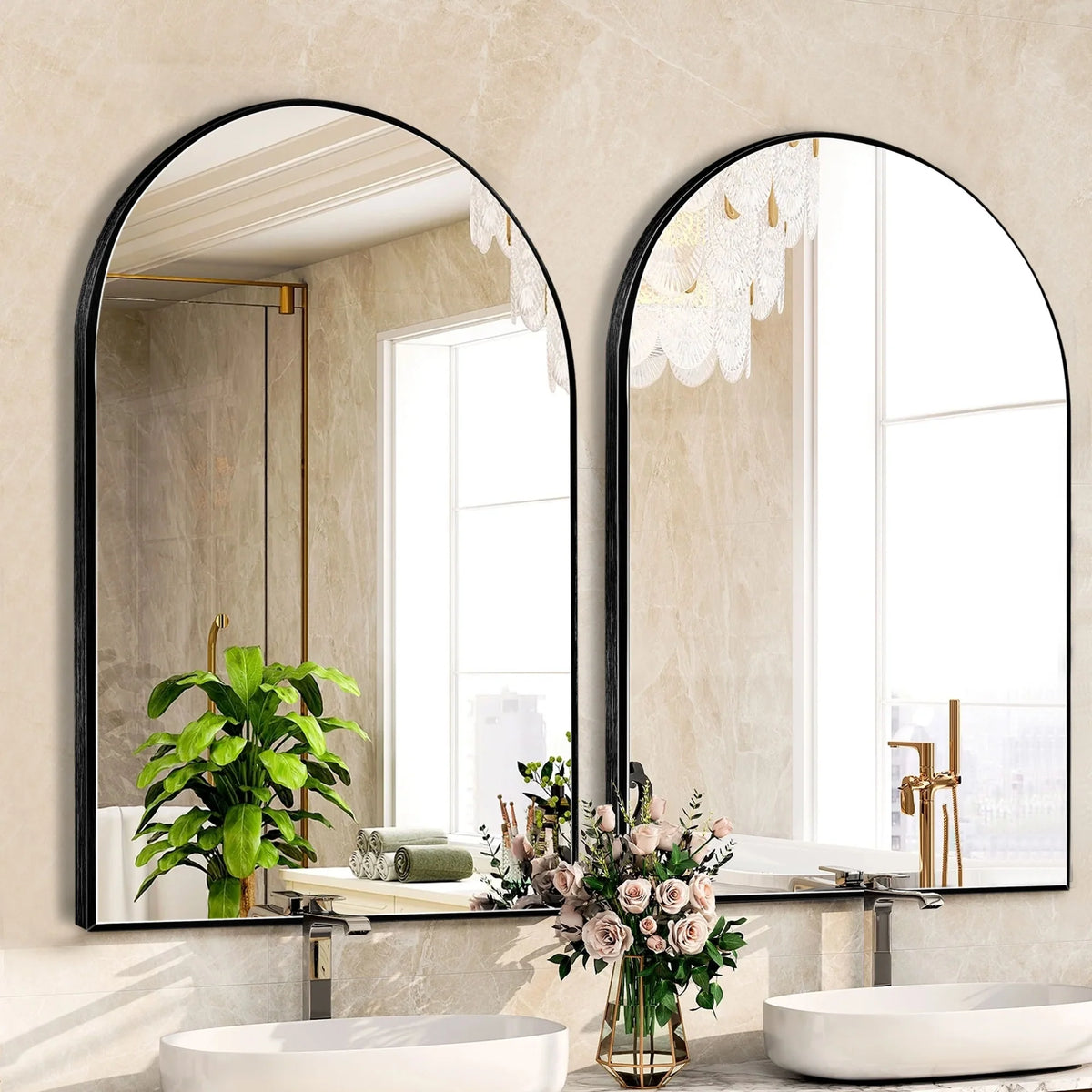 2026 Modern Arch Aluminum Bathroom Wall Mirror, Wall Mounted Vanity Mirror for Bathroom, Bedroom and Home Decor