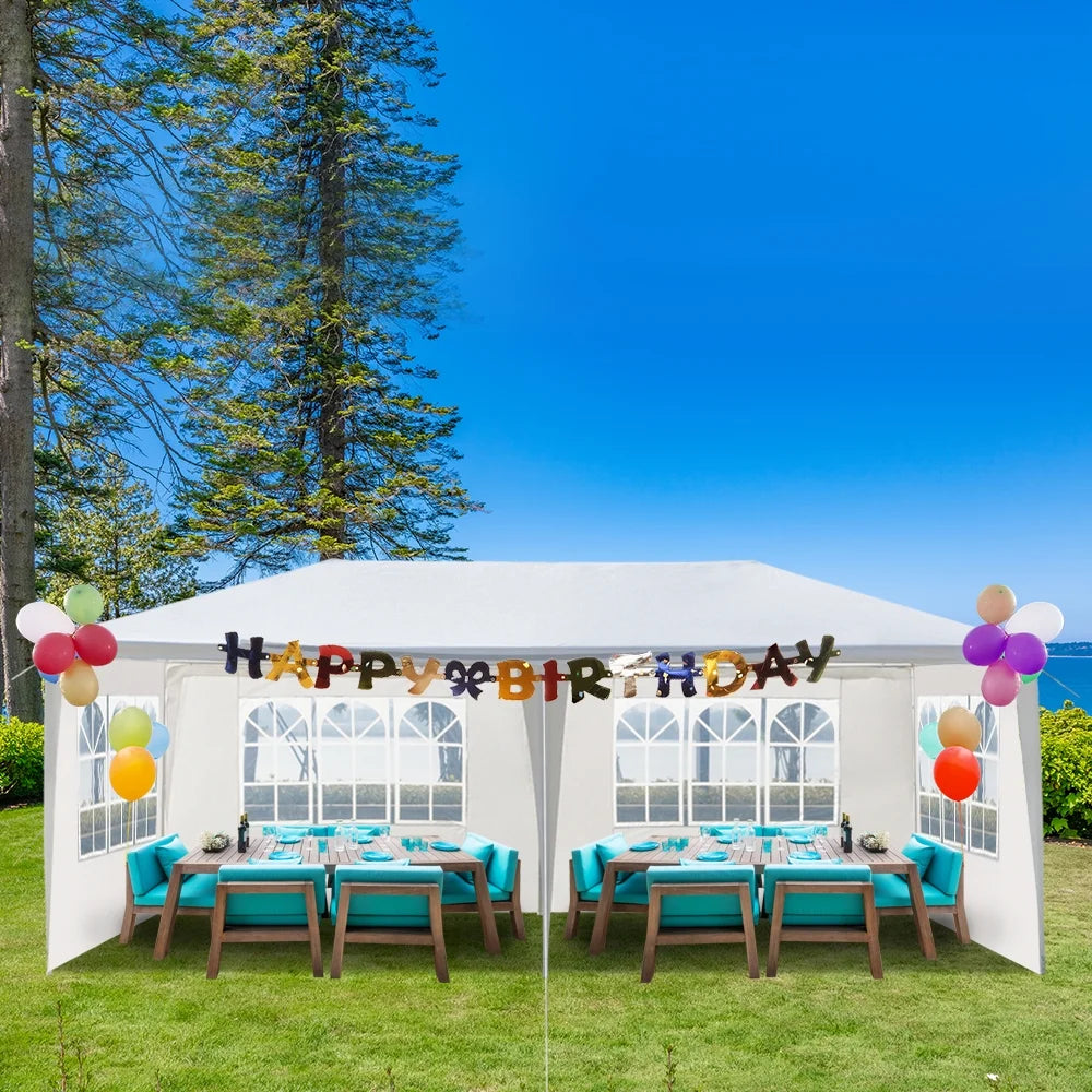 2026 10'X20' Outdoor Party Tent with 4 Removable Sidewalls, Waterproof Canopy Patio Wedding Gazebo, White