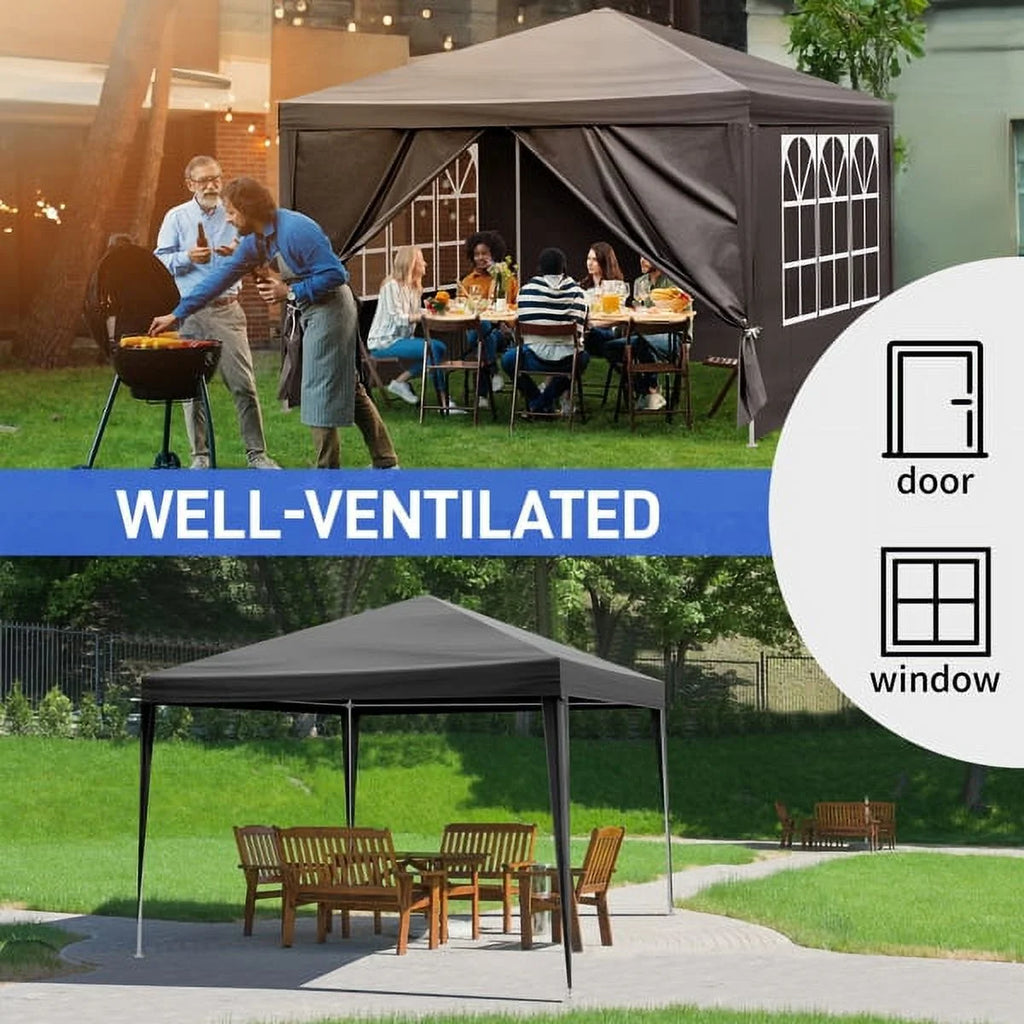 2026 Sythers 10'x10' Pop Up Canopy Tent with 4 Removable Sidewalls, Portable Gazebo, UV Resistant Waterproof, Enclosed Canopy Tent for Outdoor Events, Patio, Backyard, Party, BBQ, Camping, Black