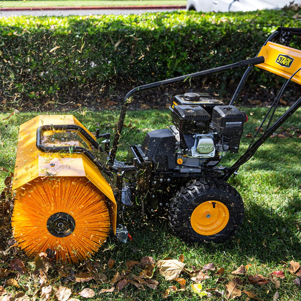 2026 Stark 31" Walk Behind Gas Power Sweeper Dirt Debris Cleaning Path 196cc 7HP Gas Engine - for Leaves, Dirt, and Gravel