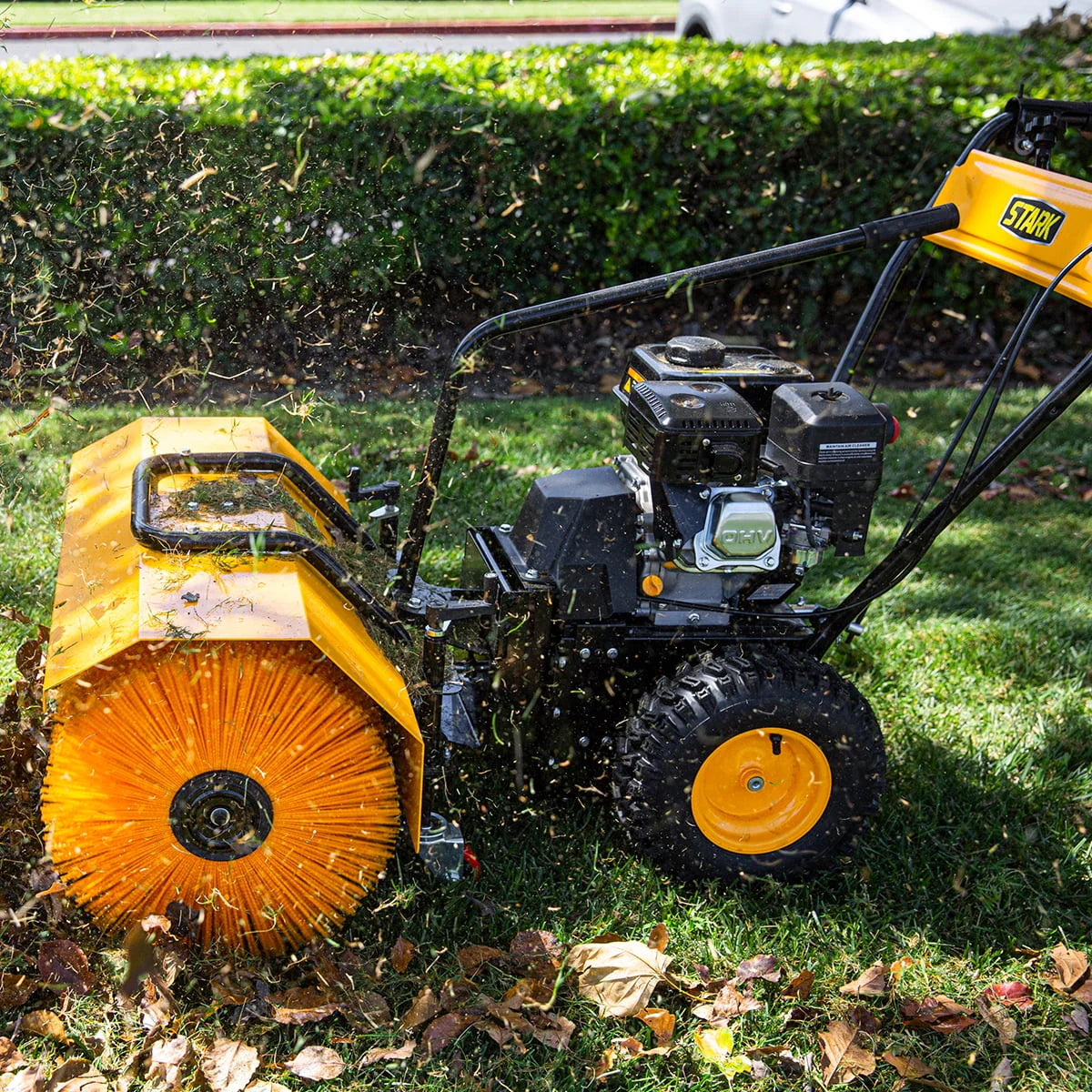 2026 Stark 31" Walk Behind Gas Power Sweeper Dirt Debris Cleaning Path 196cc 7HP Gas Engine - for Leaves, Dirt, and Gravel