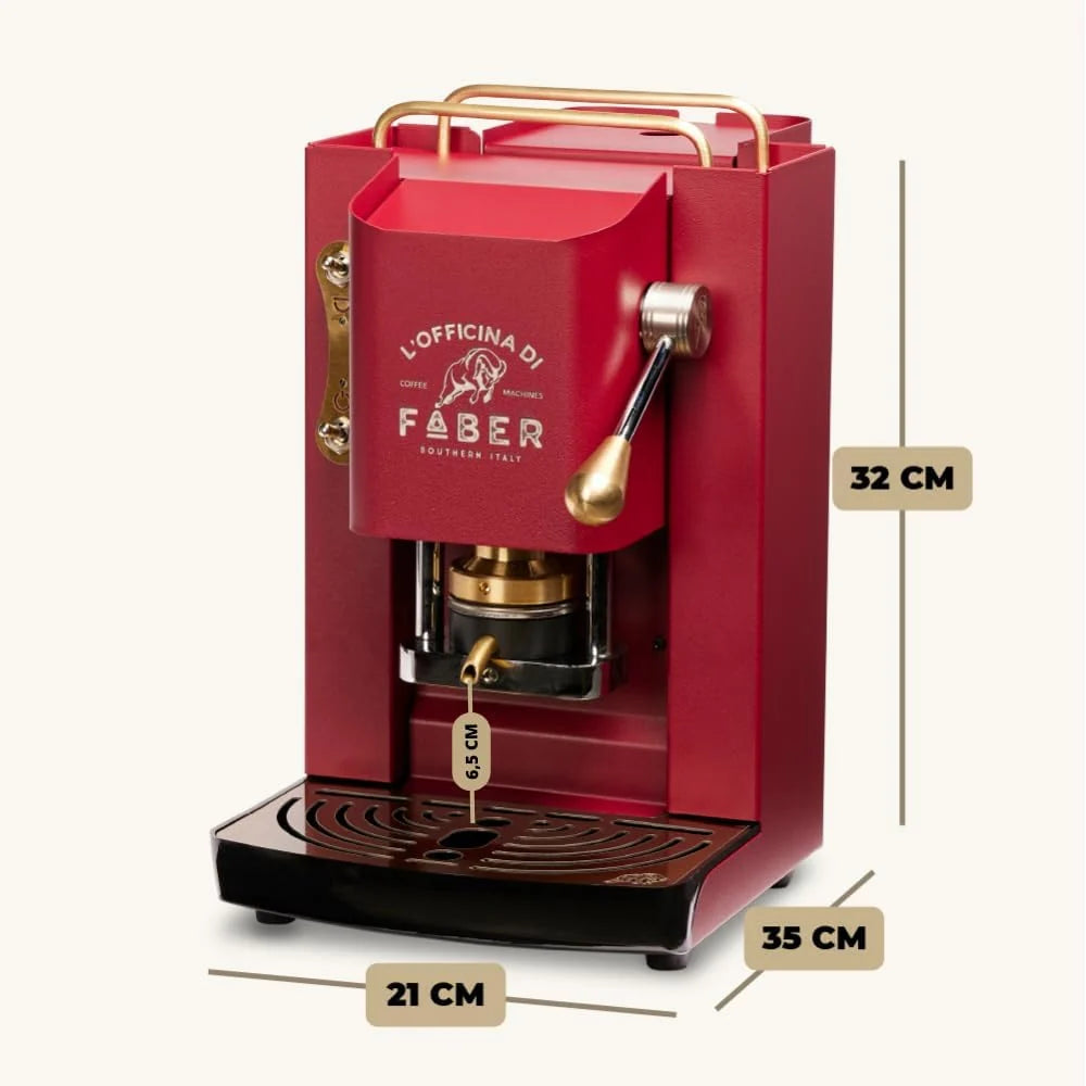 Cafetera Faber PRO Total Deluxe 2026, fabricada en latón, con papel ESE de 44 mm y capacidad de 1,3 litros (blanca).