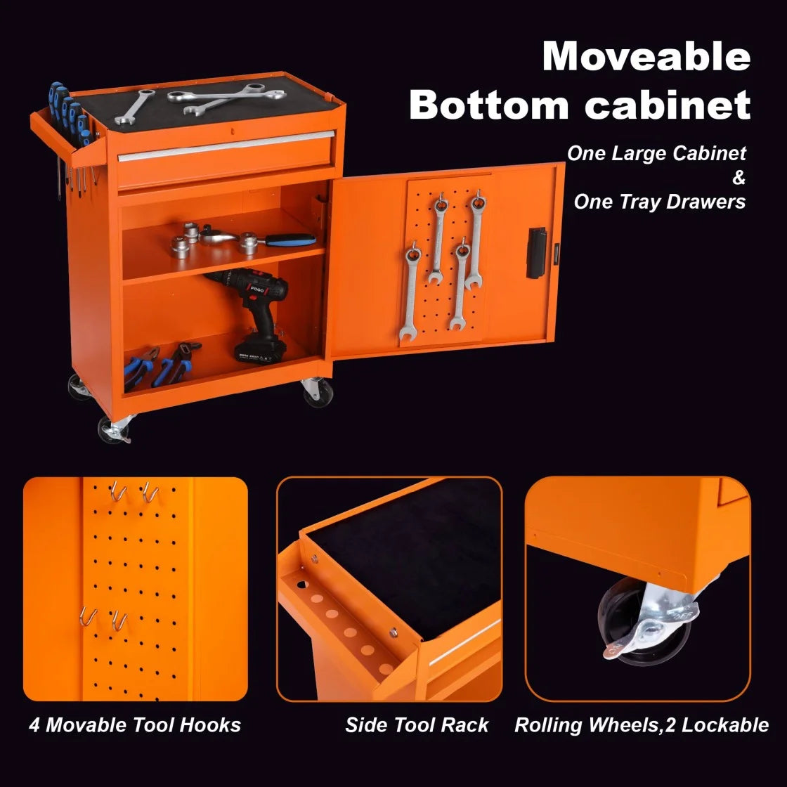 2026 5-Drawer Rolling Tool Chest, 2 in 1 Detachable Tool Box with Lockable Wheels, Adjustable Shelf, and Liner for Garage and Workshop Storage (Yellow)