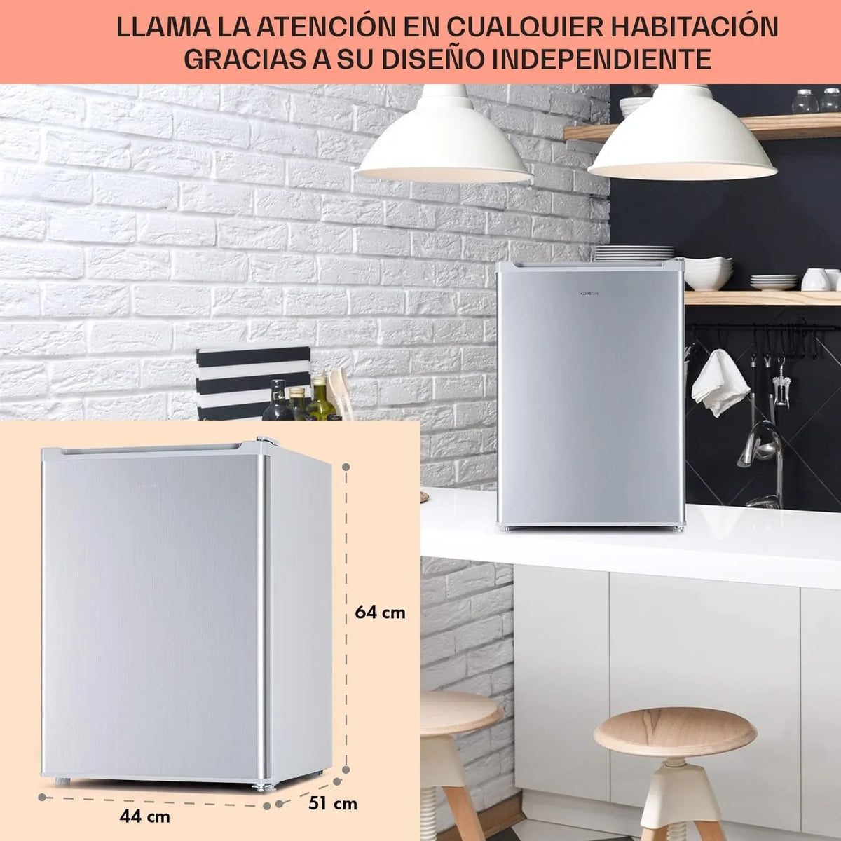 2026 Klarstein Nevera Pequeña 67L para Refrescos y Cerveza con 4L Congelador, Mini Nevera Cristal, Minibar Silencioso, Enfriador de Vino, Interior/Exterior, Frigorificos Estantes Extraíbles