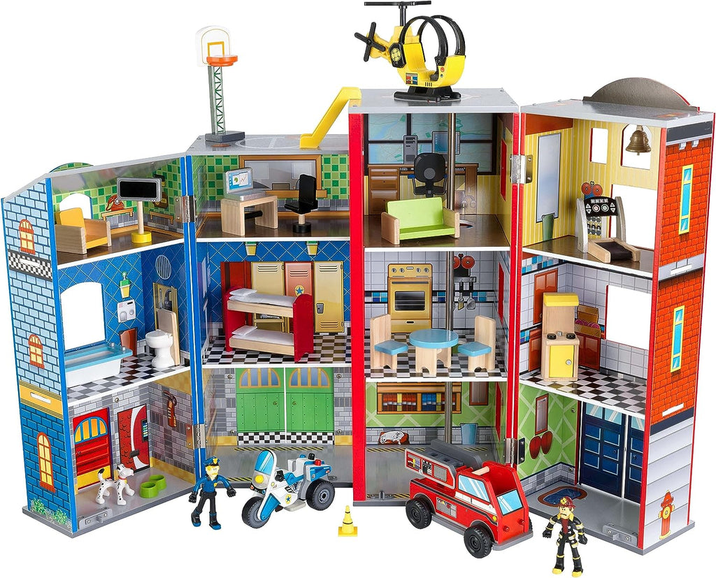 2026 Wooden play set, 3 levels, with 26 accessories, folds for storage