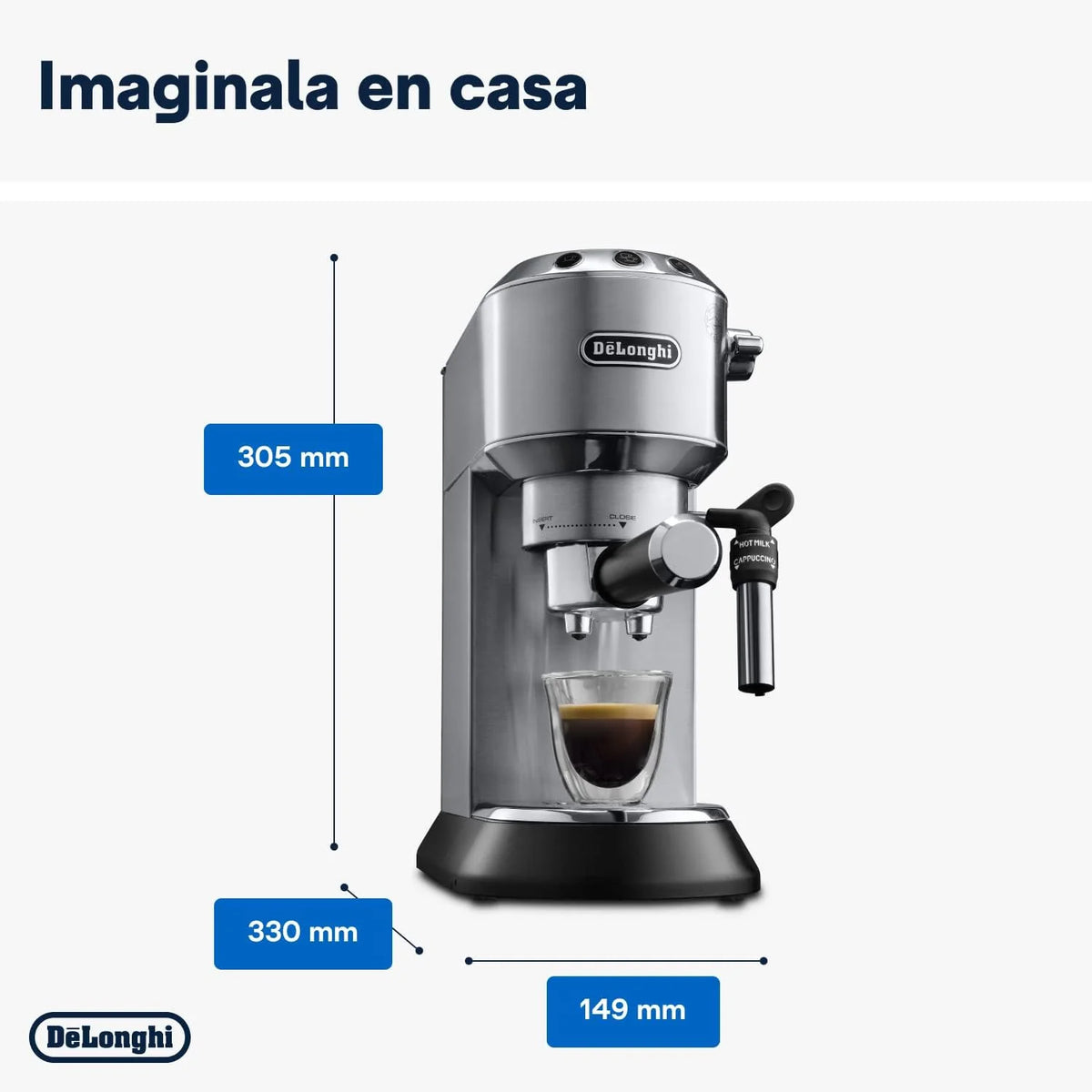 De'Longhi Dedica – Cafetera de Bomba de Acero Inoxidable para Café Molido o Monodosis, Espresso y Capuchino, Depósito de 1.3 Litros, Sistema Antigoteo, Modelo EC685.M, Color Metal 2026